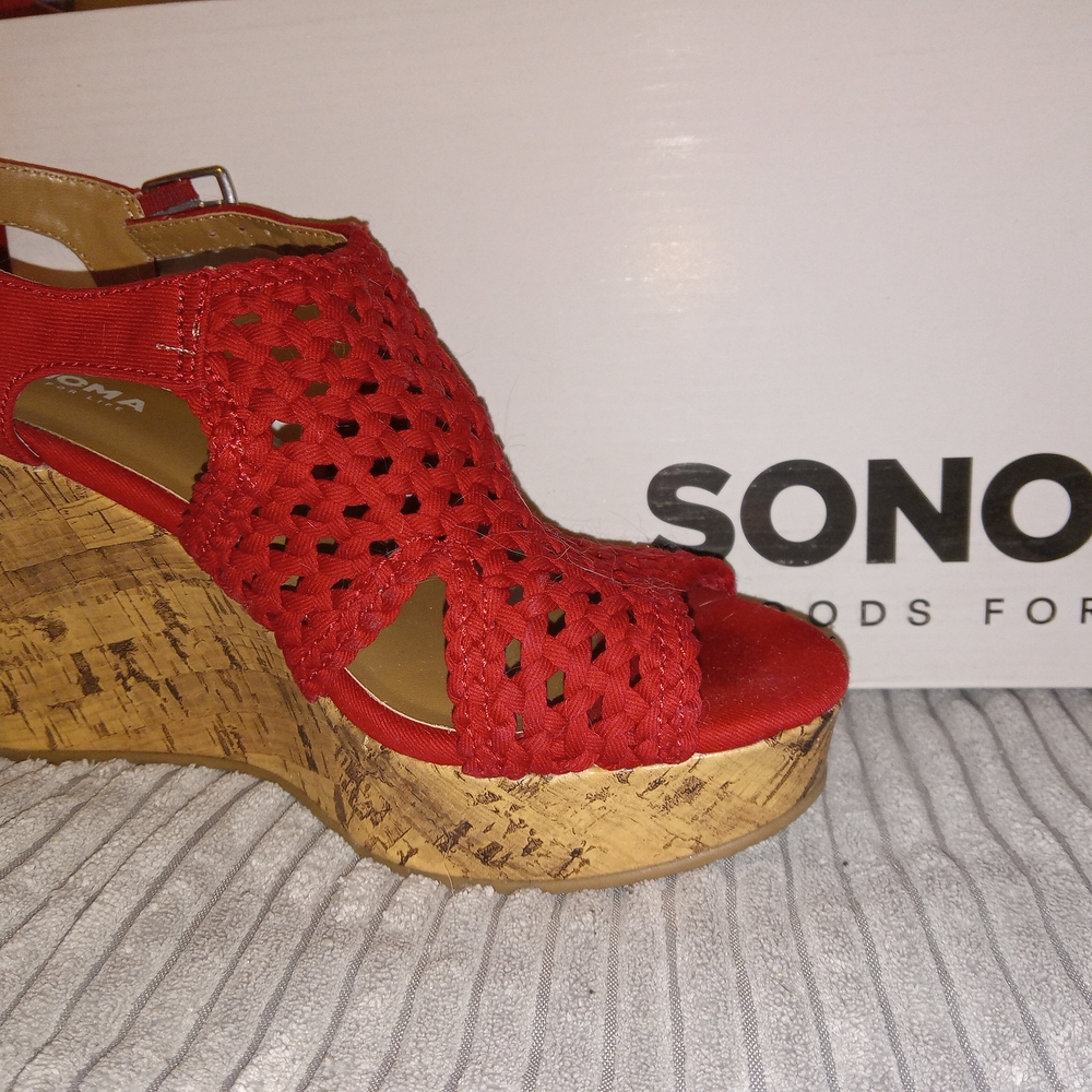 Sonoma Red Woven Wedge Sandals